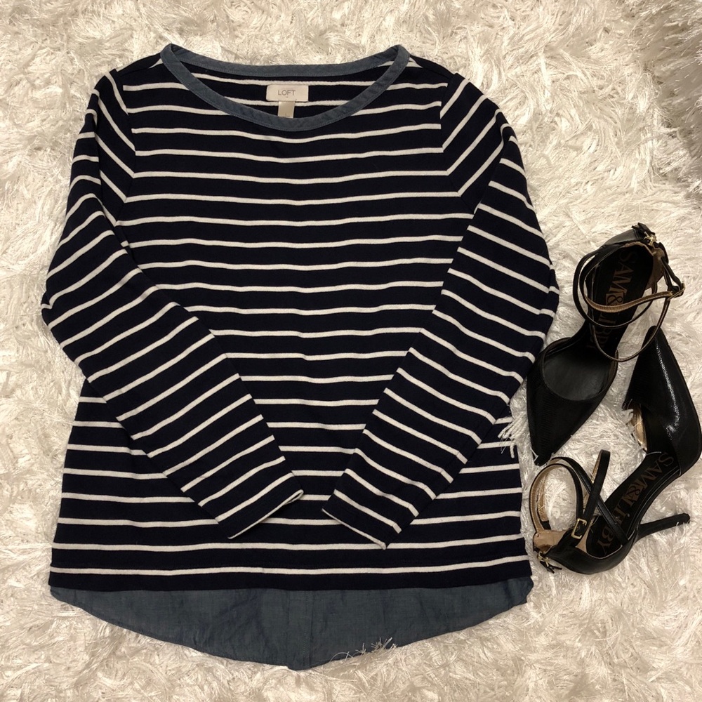 Loft Navy Blue Women’s Layered Sweater size Large